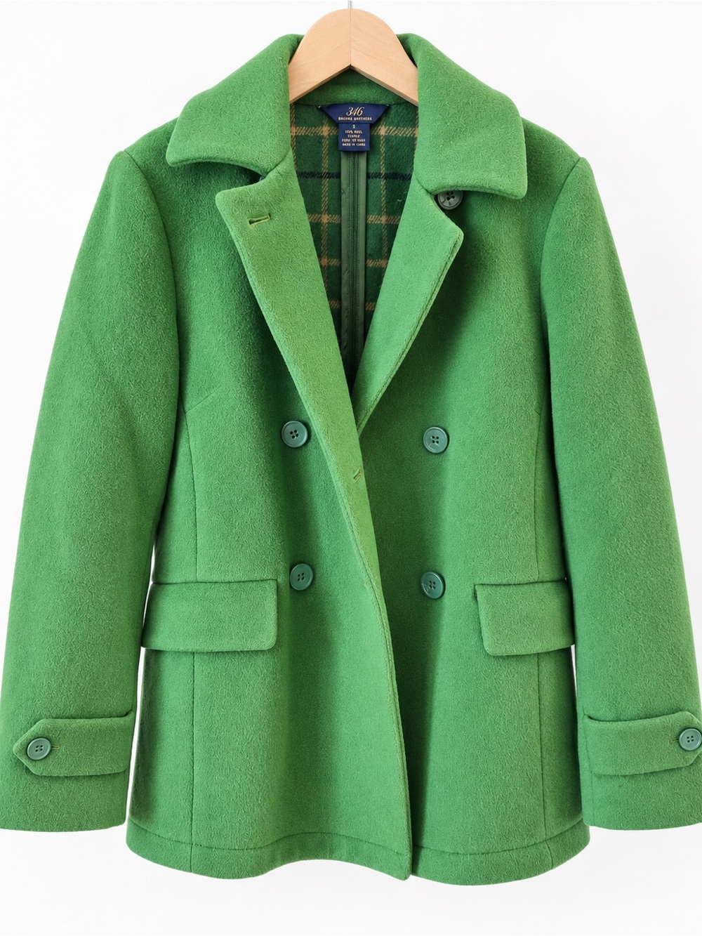 Brooks Brothers Bright Green Double-Breasted Peacoat
